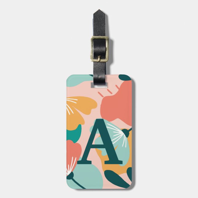 Personalized Modern Floral Acrylic Luggage Tag (Front Vertical)
