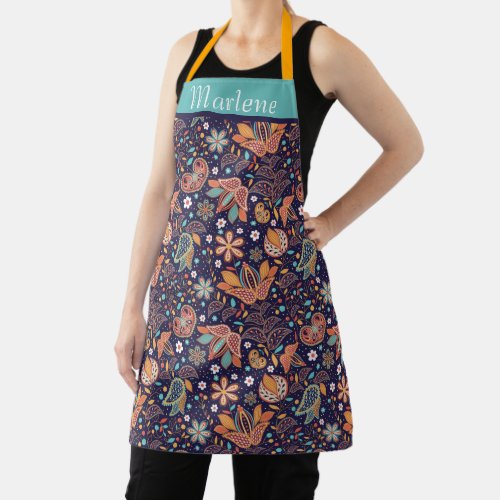 Personalized Modern Floral Apron