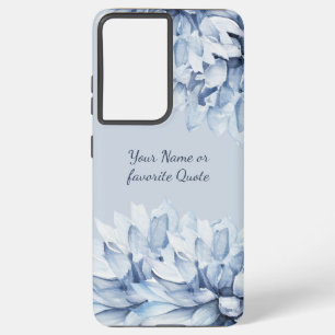 Personalized Modern Floral Dusty Blue Samsung Galaxy S21 Ultra Case