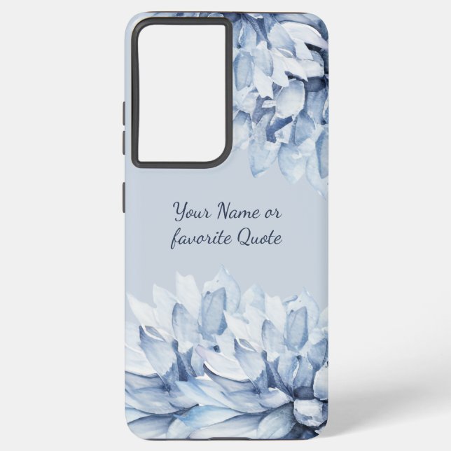 Personalized Modern Floral Dusty Blue Samsung Galaxy Case (Back)