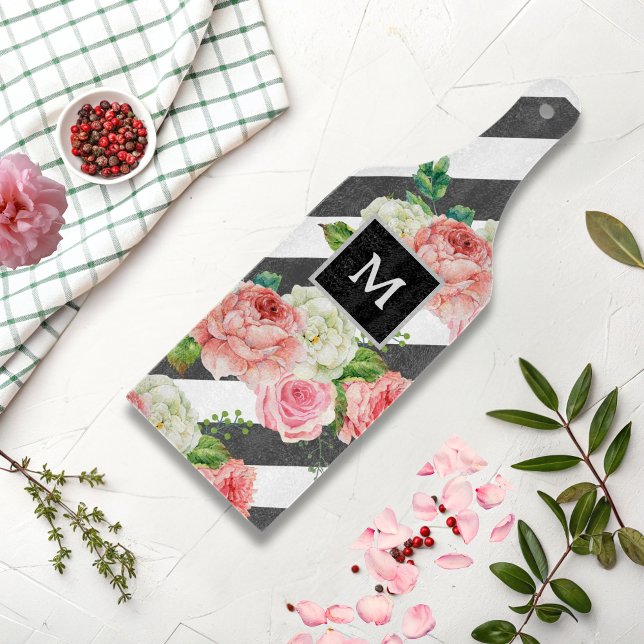 Personalized Modern Floral Monogram Kitchen Gift  Cutting Board (Creator Uploaded)
