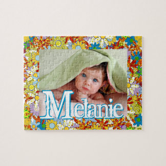 Personalized Modern Floral Pattern Your Photo Jigsaw Puzzle