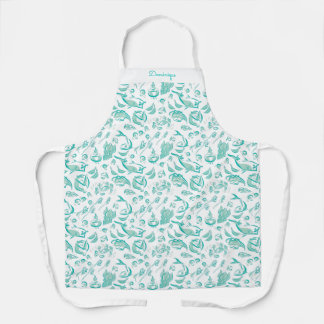 Personalized Modern Foodie Drawing Print Apron