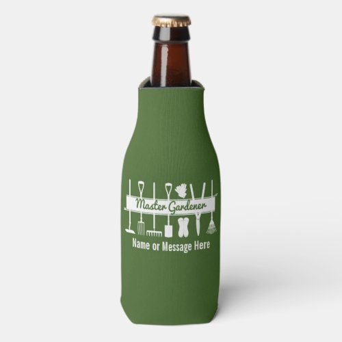 Personalized Modern Forest Green Master Gardener Bottle Cooler
