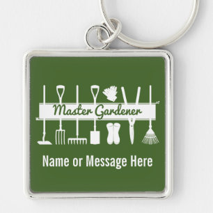 Personalized Modern Forest Green Master Gardener Keychain