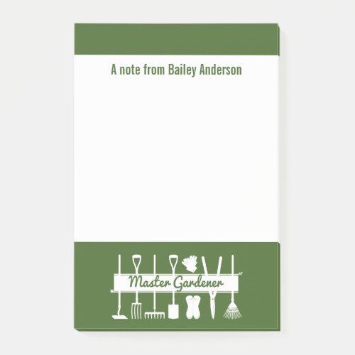 Personalized Modern Forest Green Master Gardener Post_it Notes