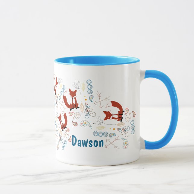 Personalized Modern Fox Woodland Pattern Mug (Right)