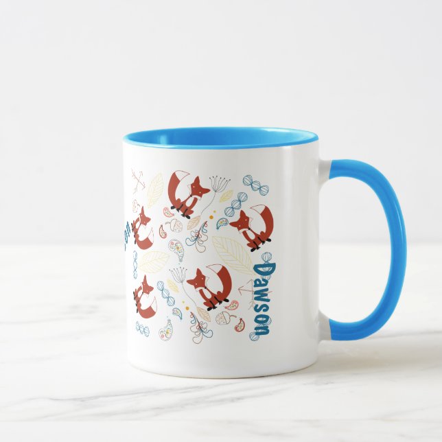 Personalized Modern Fox Woodland Pattern Mug (Right)