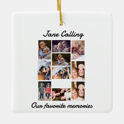 Personalized Modern Friends 10 Photo Collage  Ceramic Ornament