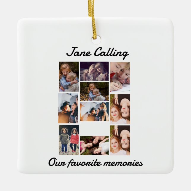 Personalized Modern Friends 10 Photo Collage  Ceramic Ornament (Front)