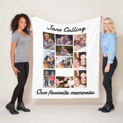 Personalized Modern Friends 10 Photo Collage   Fleece Blanket