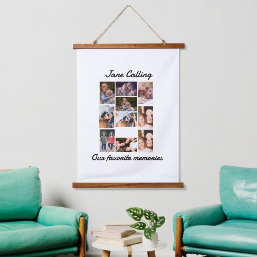 Personalized Modern Friends 10 Photo Collage   Hanging Tapestry