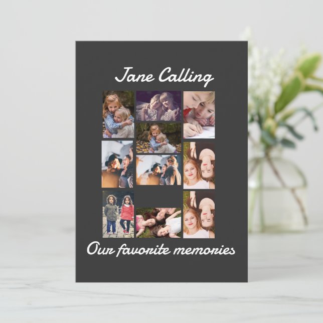 Personalized Modern Friends 10 Photo Collage  Invitation (Standing Front)