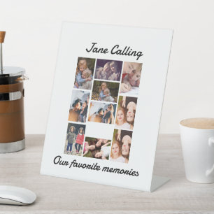 Personalized Modern Friends 10 Photo Collage Lugg Pedestal Sign