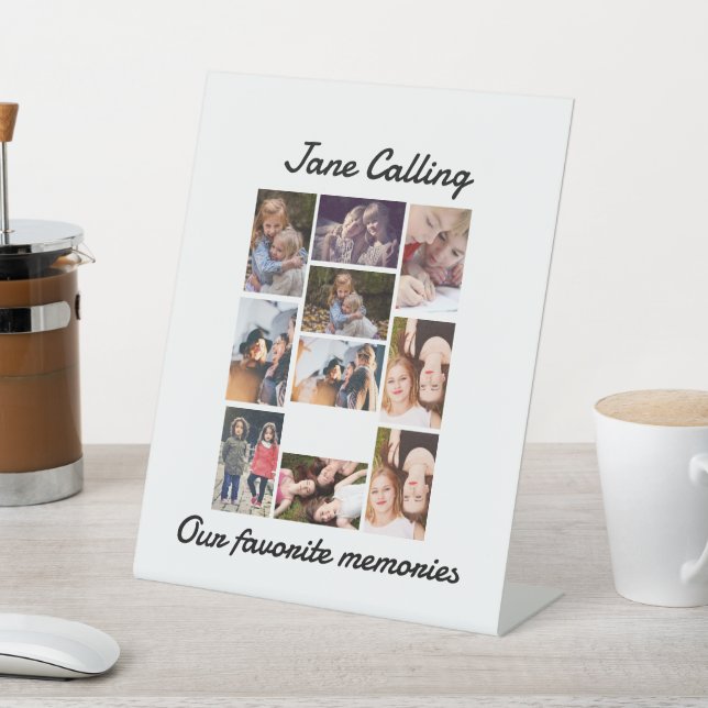 Personalized Modern Friends 10 Photo Collage  Lugg Pedestal Sign (In SItu)