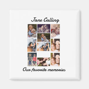 Personalized Modern Friends 10 Photo Collage Magnet