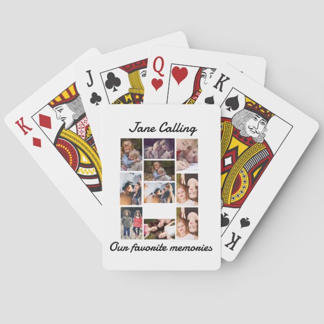 Personalized Modern Friends 10 Photo Collage  Poker Cards (Back)