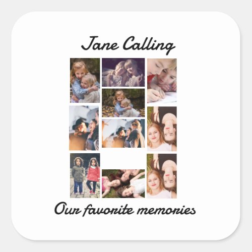 Personalized Modern Friends 10 Photo Collage Square Sticker