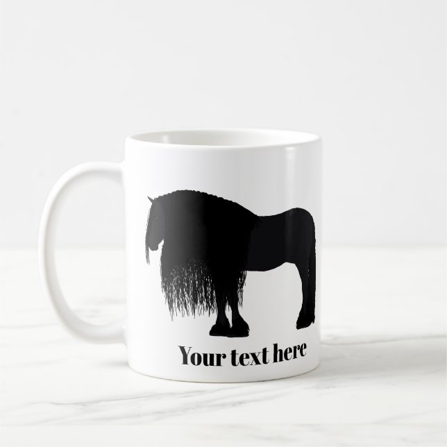 Personalized Modern Friesian Horse Illustration  Coffee Mug (Left)