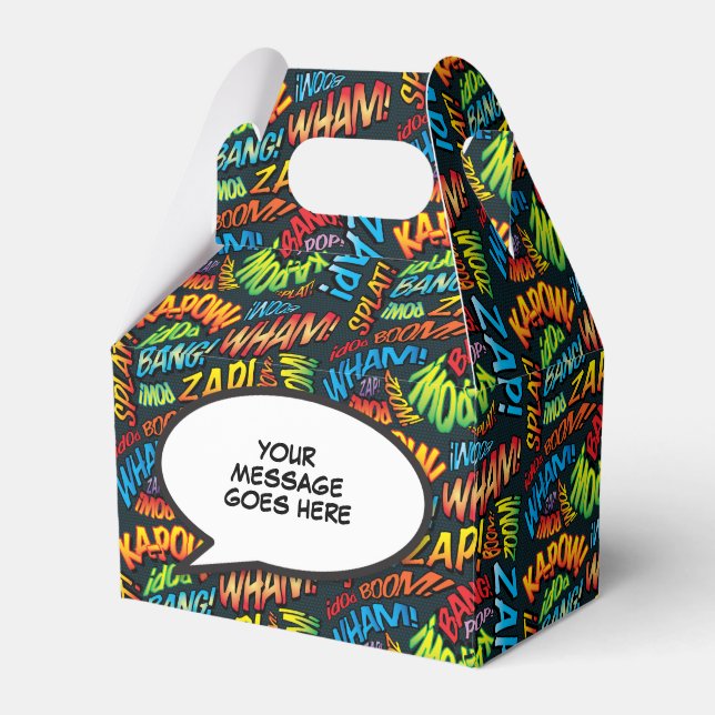 Personalized Modern Fun Trendy Cool Comic Book Favor Boxes (Front Side)