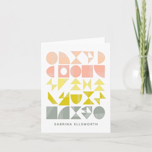 Personalized Modern Geometric Abstract Pattern Note Card