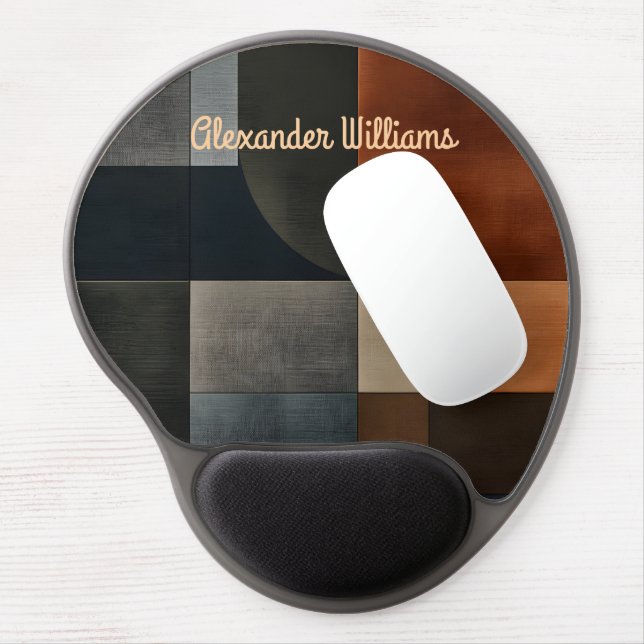 Personalized Modern Geometric Earthy Gel Mouse Pad (Left Side)