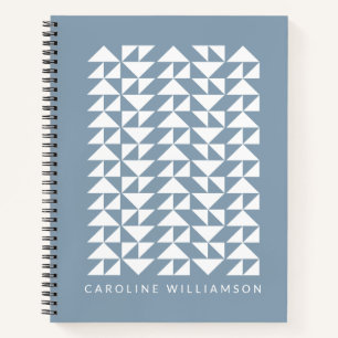 Personalized Modern Geometric Minimalist Blue Notebook