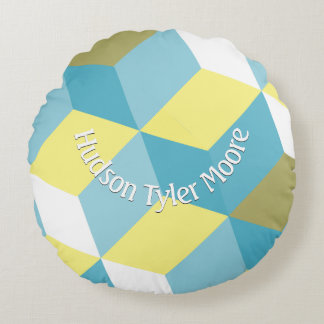 Personalized Modern Geometric Pattern Round Pillow