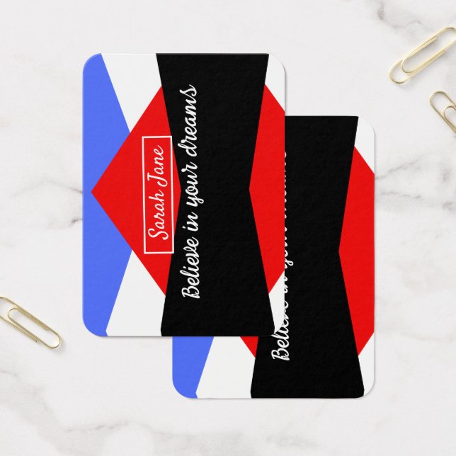 Personalized Modern Geometric Red & Blue (Office)