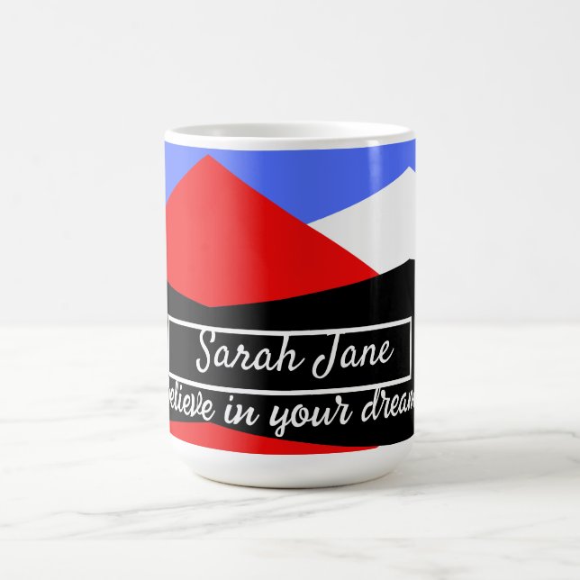 Personalized Modern Geometric Red & Blue Coffee Mug (Center)