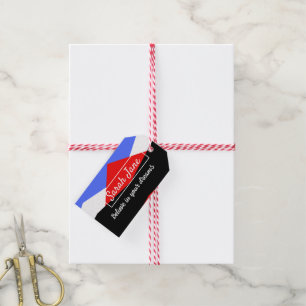 Personalized Modern Geometric Red & Blue Gift Tags