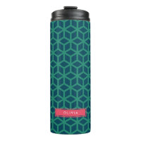 Personalized Modern Geometric Teal Monogram Thermal Tumbler