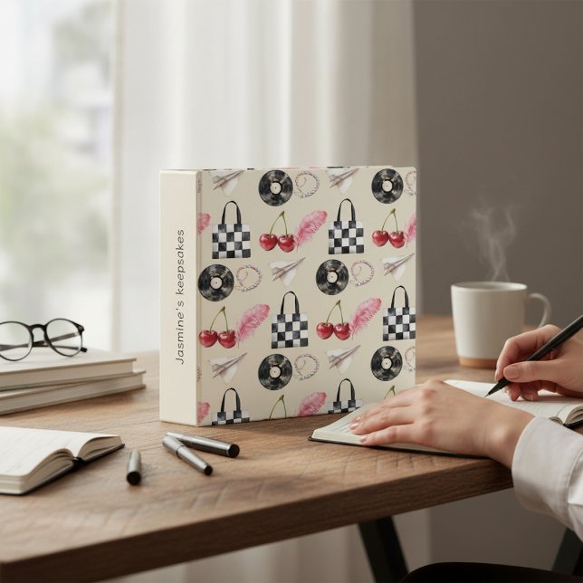 personalized modern Girly keepsake letters  3 Ring Binder (Creator Uploaded)