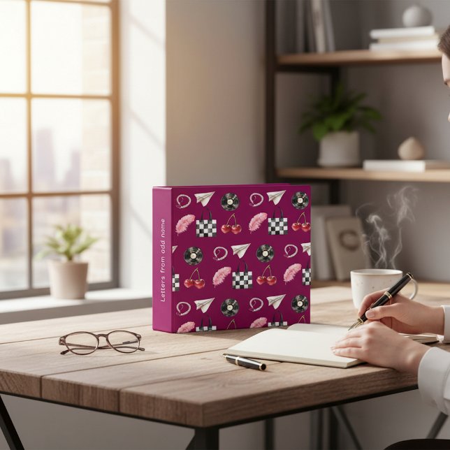 personalized modern Girly keepsake letters  3 Ring Binder (Creator Uploaded)