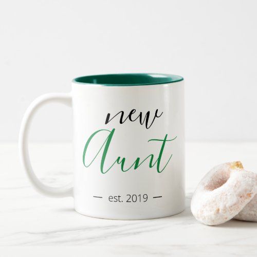 Personalized Modern Girly New Aunt Two_Tone Coffee Mug