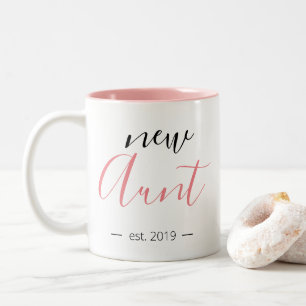 Personalized Modern Girly New Aunt Two-Tone Coffee Mug