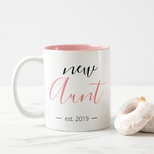 Personalized Modern Girly New Aunt Two_Tone Coffee Mug