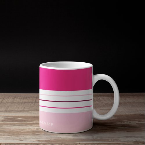 Personalized Modern Girly Pink Stripes Coffee Mug