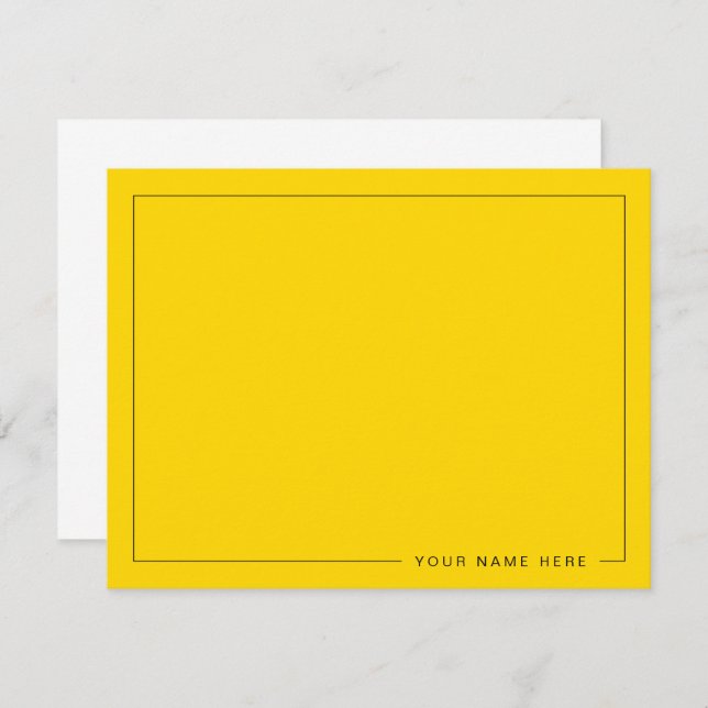 Personalized Modern Gold Flat Note Card (Front/Back)