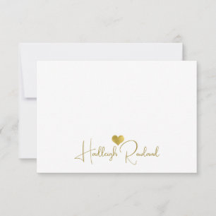 Personalized Modern Gold Handwritten Script Name Note Card