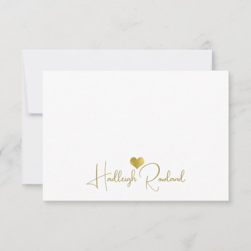 Personalized Modern Gold Handwritten Script Name  Note Card