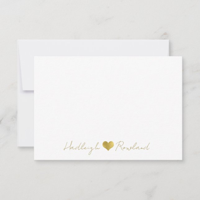 Personalized Modern Gold Handwritten Script Name  Note Card (Front)