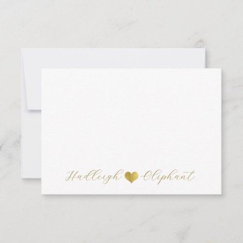 Personalized Modern Gold Handwritten Script Name  Note Card