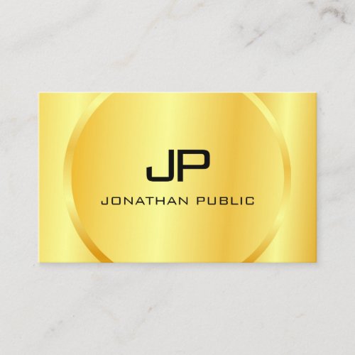 Personalized Modern Gold Look Monogram Elegant Business Card