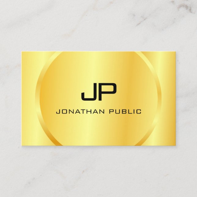 Personalized Modern Gold Look Monogram Elegant Business Card (Front)
