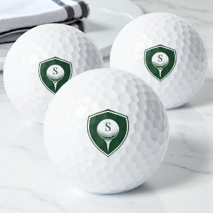 Personalized Modern Golfer Green Initial Monogram Golf Balls