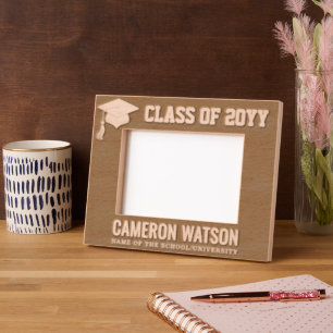 Personalized Modern Grad Hat Graduation Engraved Frames