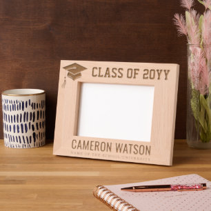 Personalized Modern Grad Hat Graduation Engraved Frames