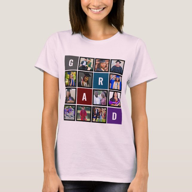 Personalized Modern Grad Photo Collage Graduation T-Shirt (Front)