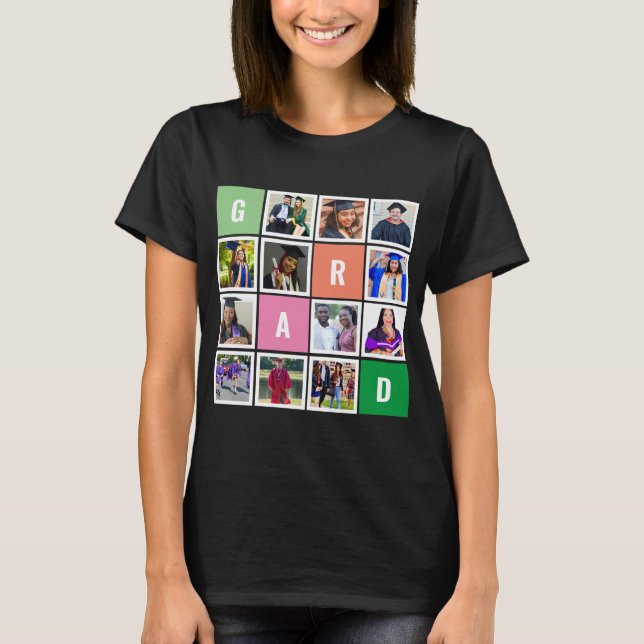 Personalized Modern Grad Photo Collage Graduation T-Shirt (Front)